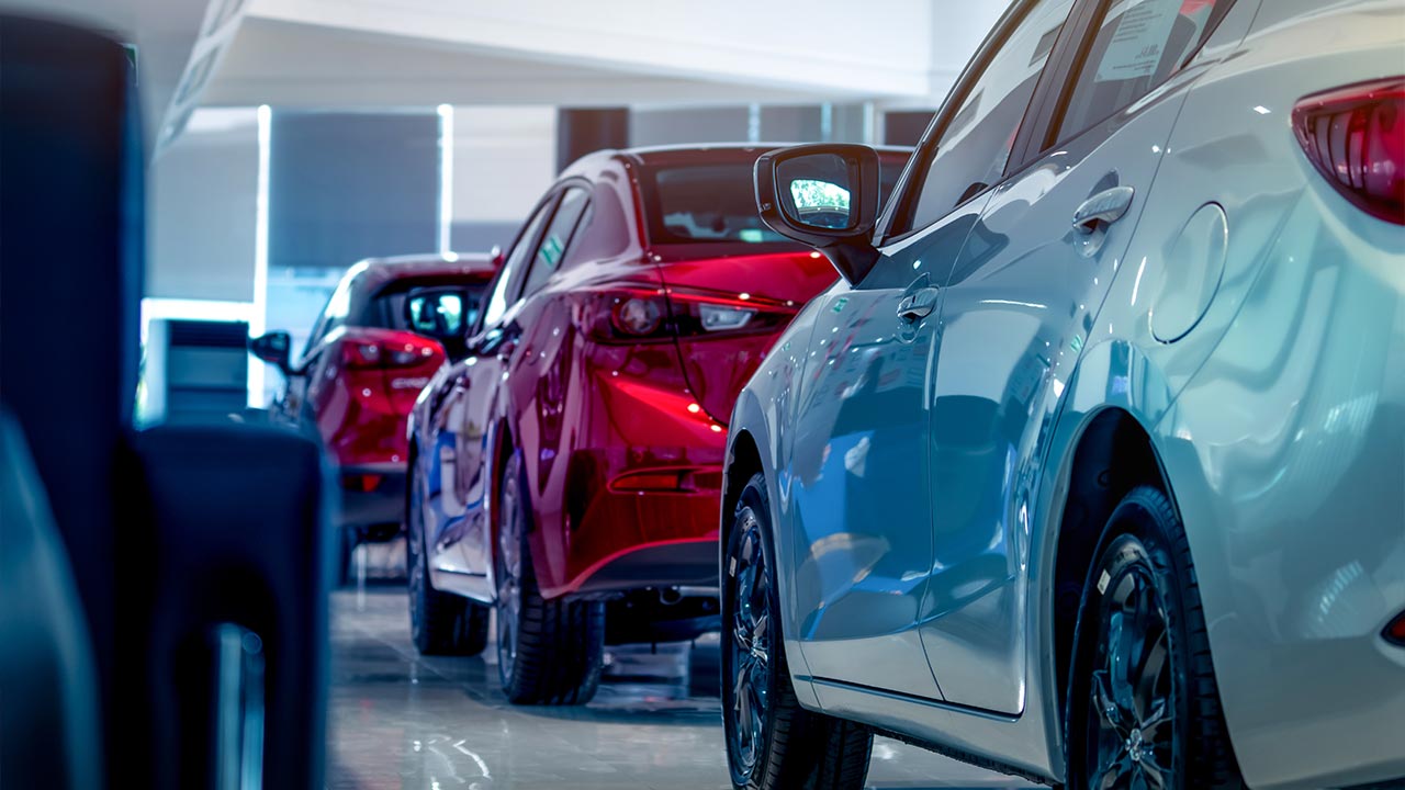 cars inside at a dealership